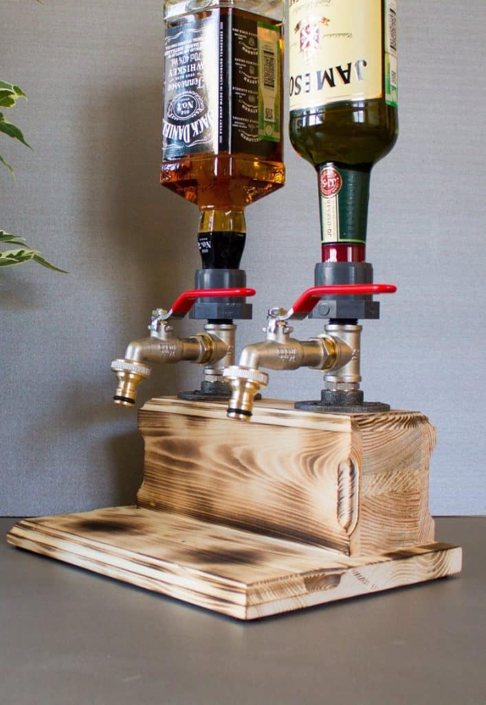 Double Liquor Alcohol Whiskey Wood Dispenser
