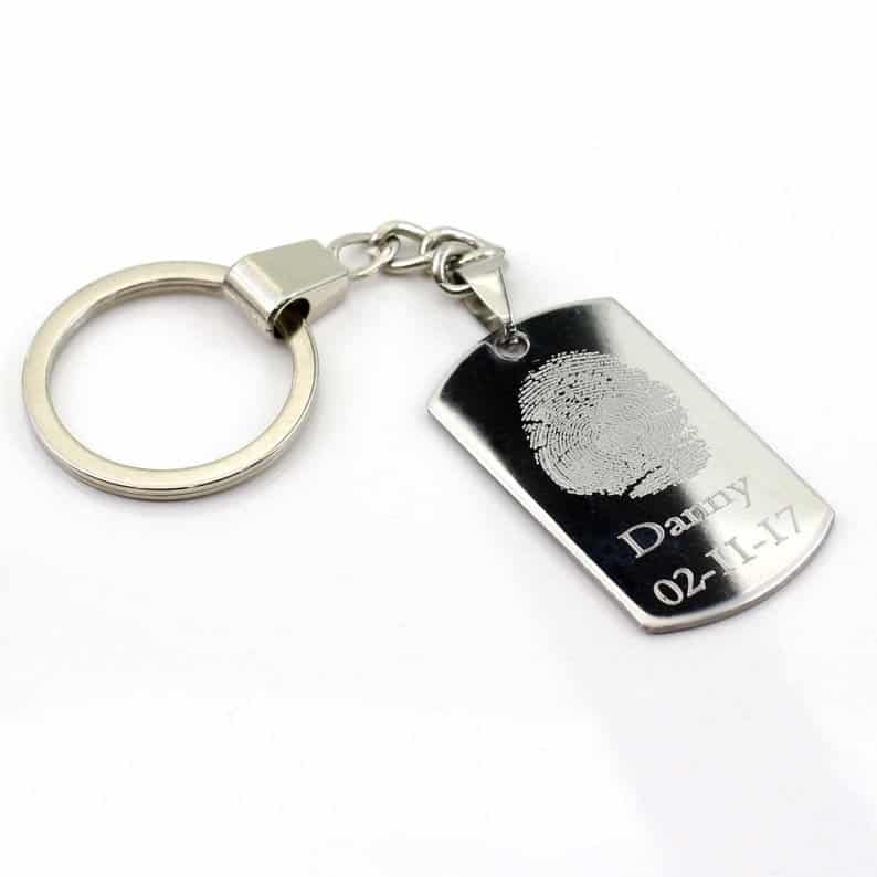 Fingerprint Dog Tag Keychain