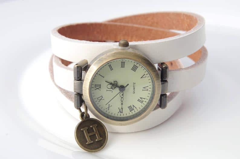Monogrammed leather watch Personalized
