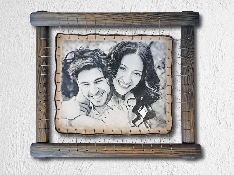 Custom Photo Engraved on Real Leather Photo Frame