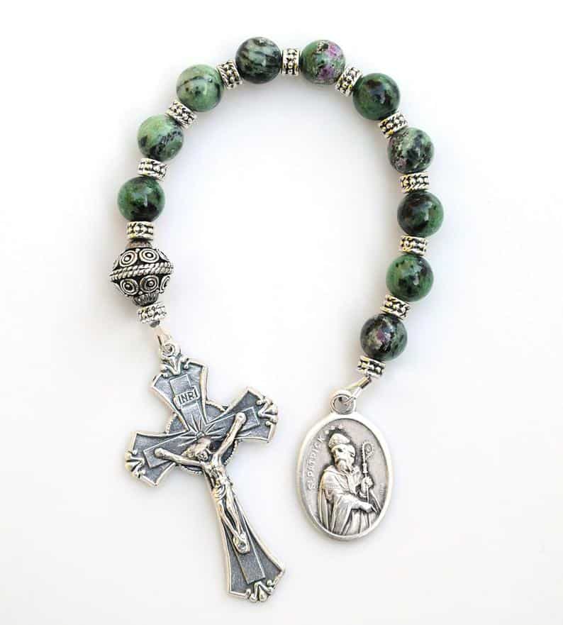 Green and Ruby Gemstone Rosary Chaplet a confirmation gifts boy