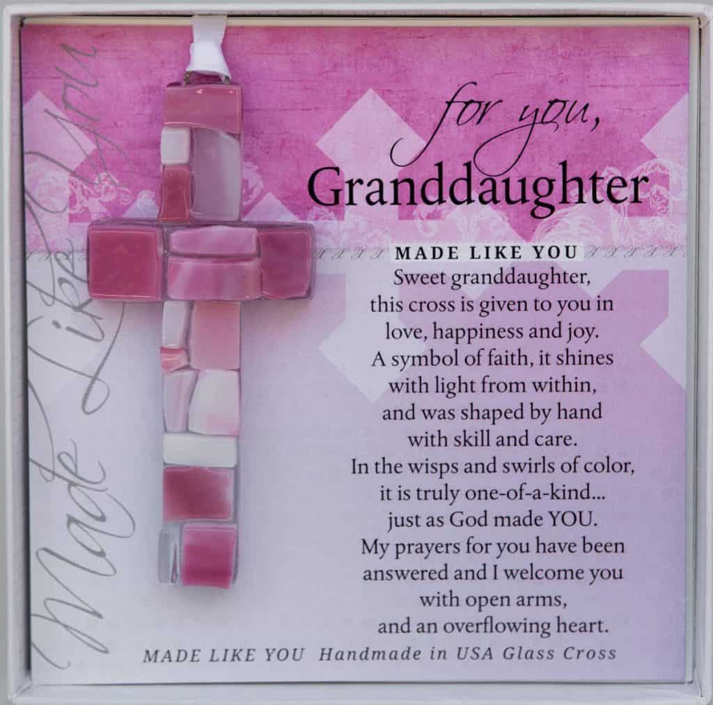 Hand-made Mosaic Glass Cross with Loving Sentiments