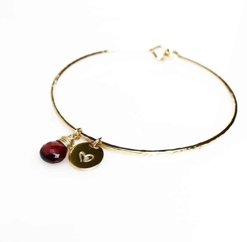 Petite Red Garnet Charm Bracelet