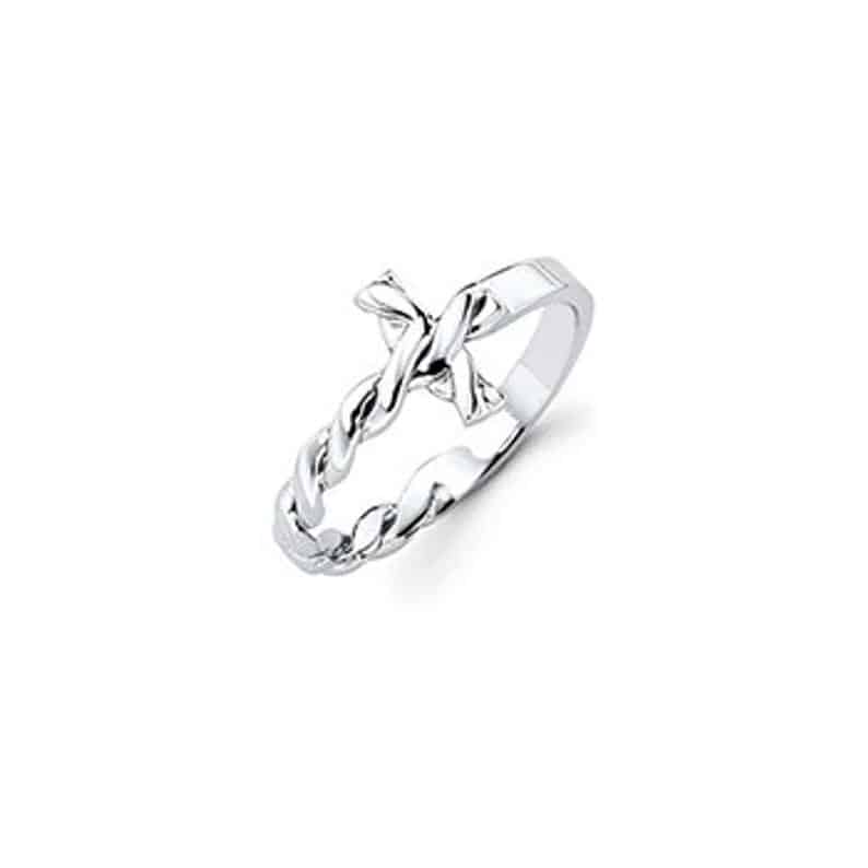 Silver Twisted Cross Ring